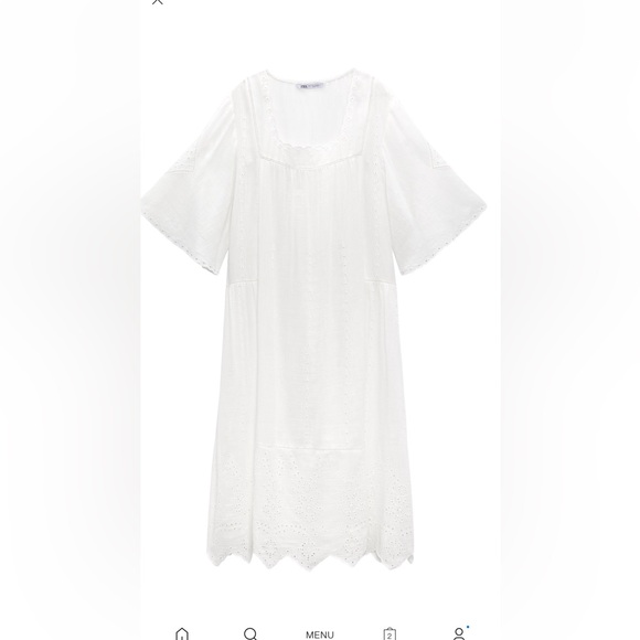 ZARA EMBROIDERED EYELET TUNIC DRESS SIZE S NWT - Picture 4 of 6
